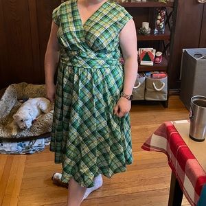 Retrolicious Green Plaid Greta Dress